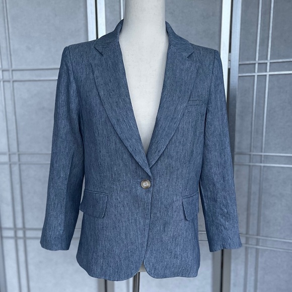 Veronica Beard Heather Blue Linen Schoolboy Dickey Jacket sz 8